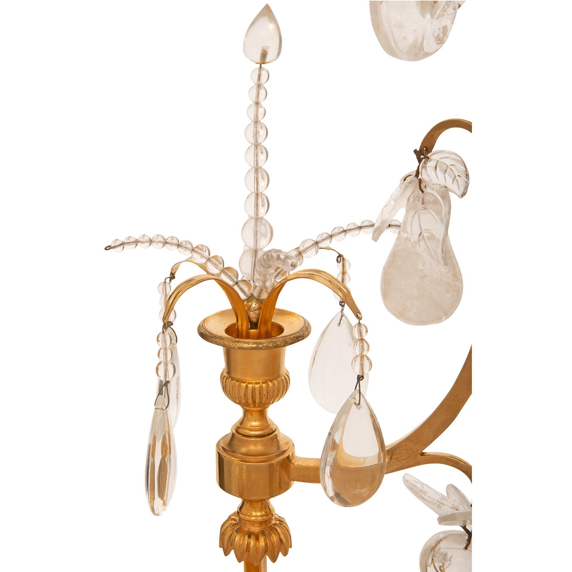 French 19th Century Louis XVI St. Ormolu, Crystal And Rock Crystal Chandelier For Sale 3