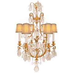 Antique French 19th Century Louis XVI St. Ormolu, Crystal And Rock Crystal Chandelier