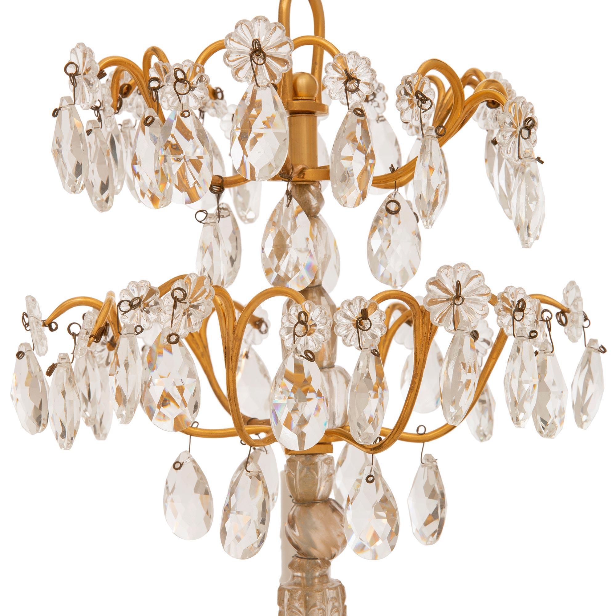 French 19th Century Louis XVI St. Ormolu, Crystal & Rock Crystal Chandelier For Sale 1