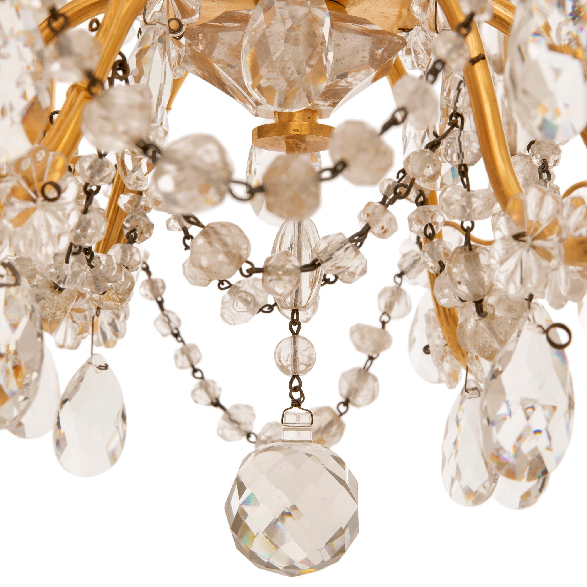 French 19th Century Louis XVI St. Ormolu, Crystal & Rock Crystal Chandelier For Sale 4