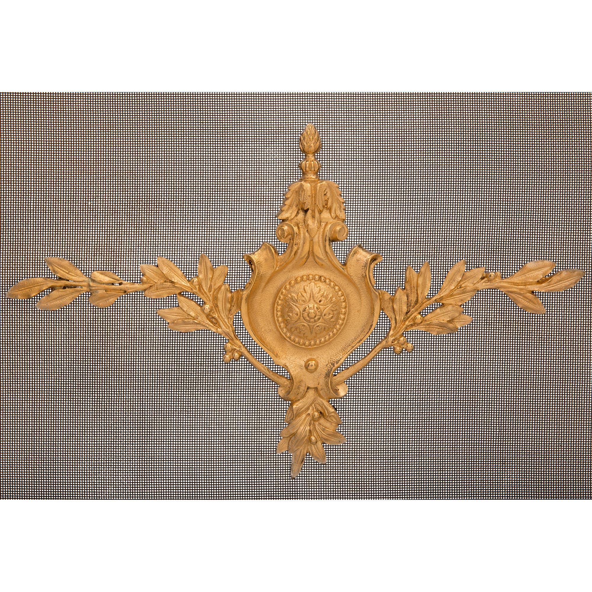 French 19th Century Louis XVI St. Ormolu Fireplace Screen For Sale 4