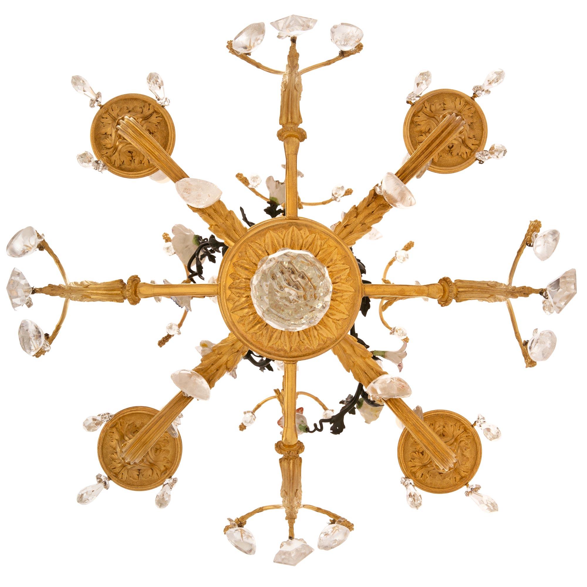 French 19th Century Louis XVI St. Ormolu, Meissen Porcelain, Crystal Chandelier For Sale 4