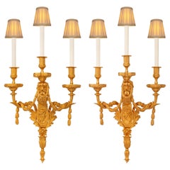 French 19th century Louis XVI st. Ormolu sconces