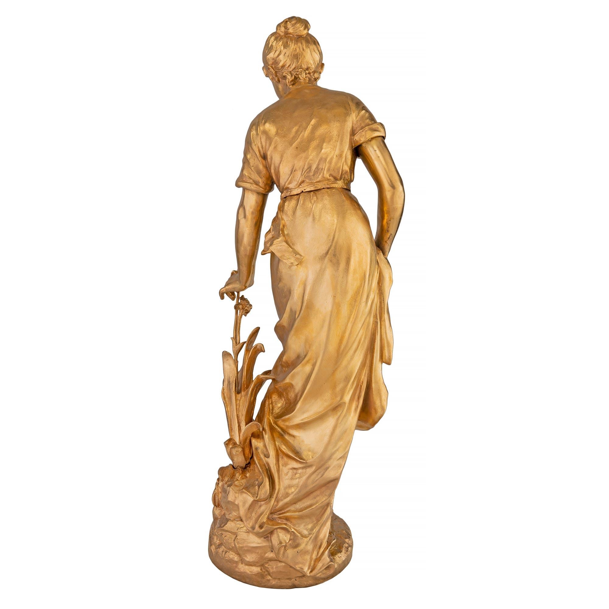 French 19th Century Louis XVI St. Ormolu Statue of a Beautiful Maiden For Sale 1