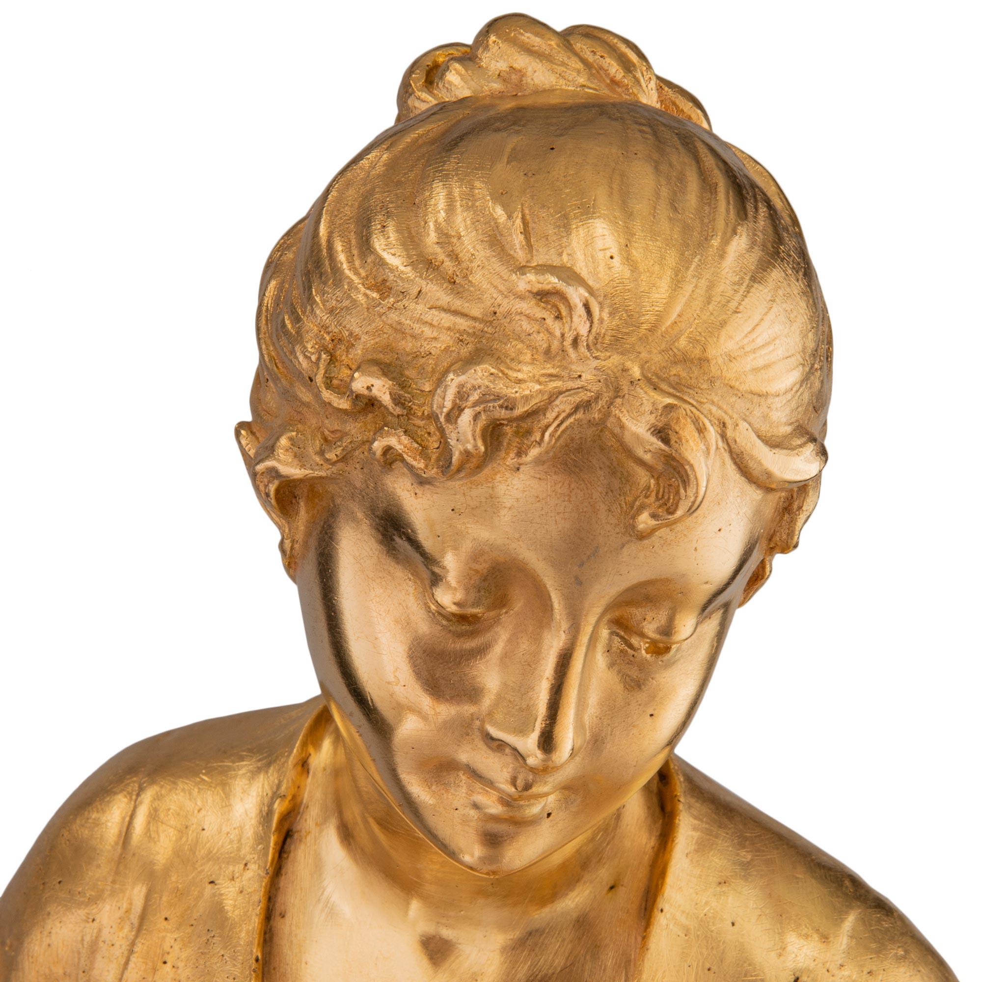 French 19th Century Louis XVI St. Ormolu Statue of a Beautiful Maiden For Sale 3