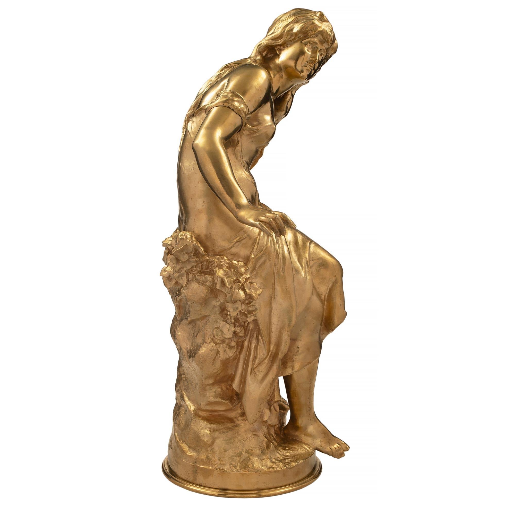Francese Statua di dama in ormolu Luigi XVI del XIX secolo di Moreau in vendita