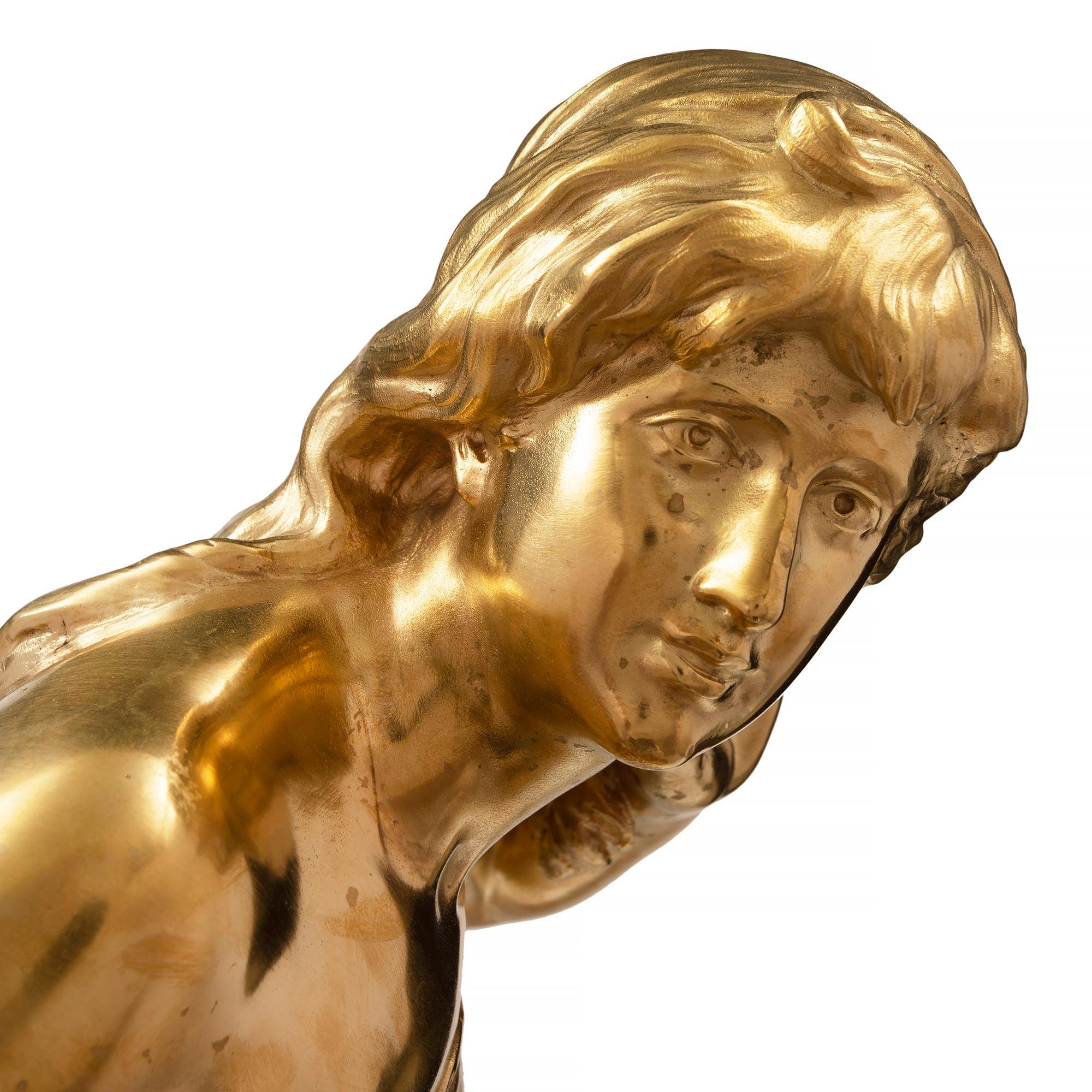 Similoro Statua di dama in ormolu Luigi XVI del XIX secolo di Moreau in vendita
