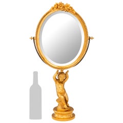 French 19th century Louis XVI st. Ormolu vanity mirror