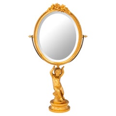 Antique French 19th century Louis XVI st. Ormolu vanity mirror