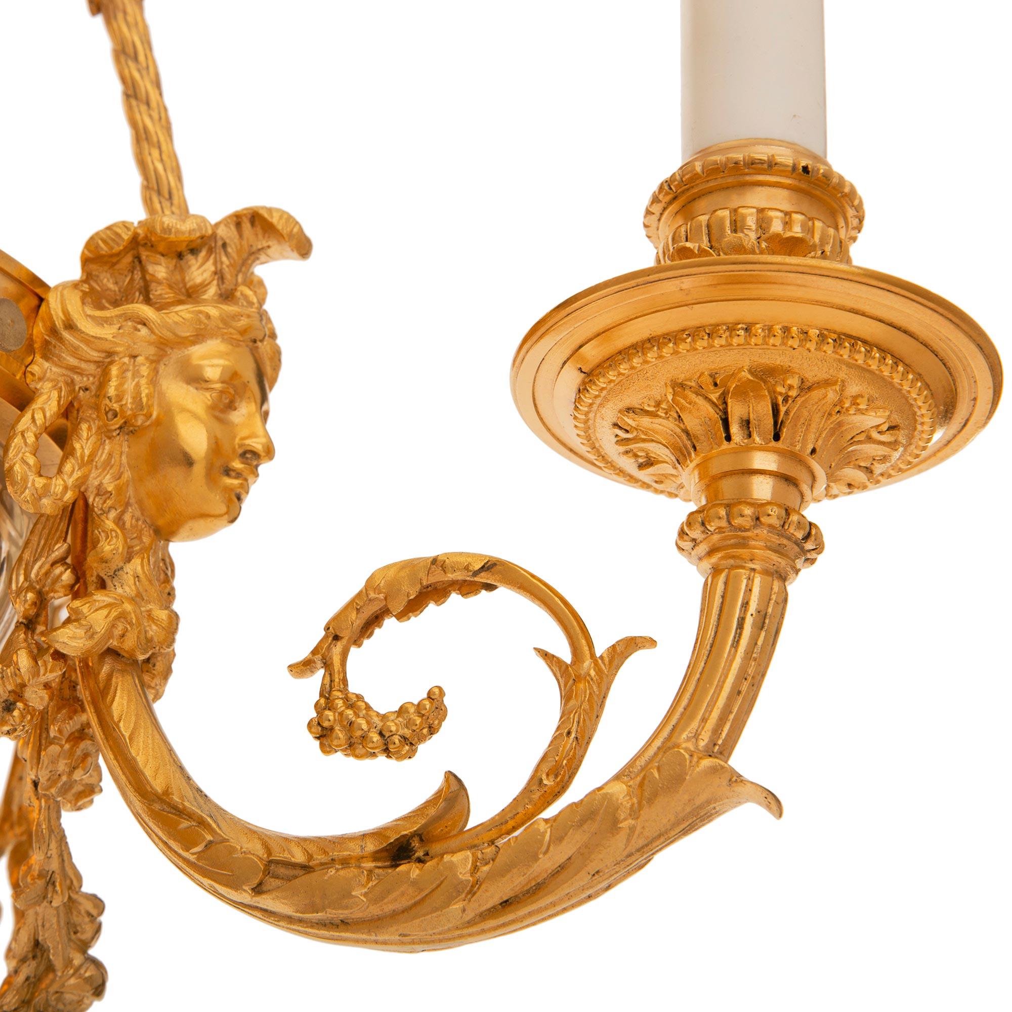 French 19th Century Louis XVI St. Ormolu, Wedgwood & Baccarat Crystal Chandelier For Sale 4