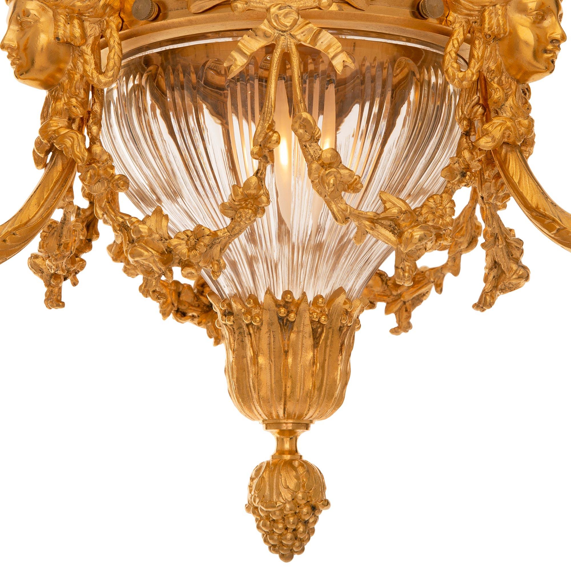French 19th Century Louis XVI St. Ormolu, Wedgwood & Baccarat Crystal Chandelier For Sale 5