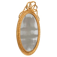 French 19th Century Louis XVI St. Oval Giltwood Mirror