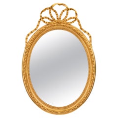 Specchio ovale in legno dorato francese del XIX secolo Luigi XVI St.