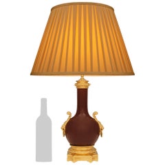 French 19th century Louis XVI st. Oxblood Porcelain and Ormolu lamp