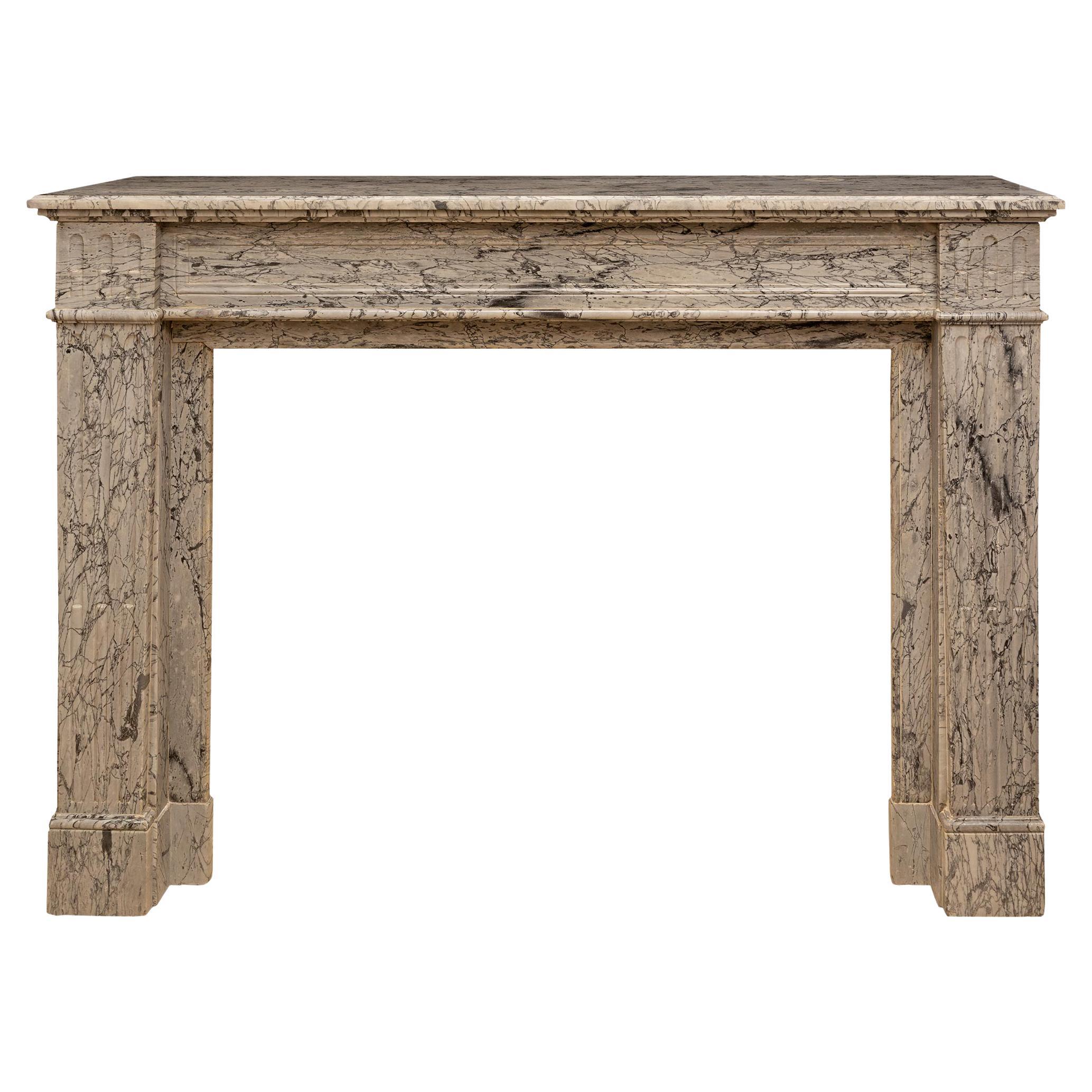 French 19th Century Louis XVI St. Paloma Marble Fireplace Mantel For Sale