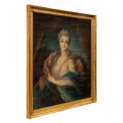 French 19th Century Louis XVI St. Pastel of Diana the Huntress