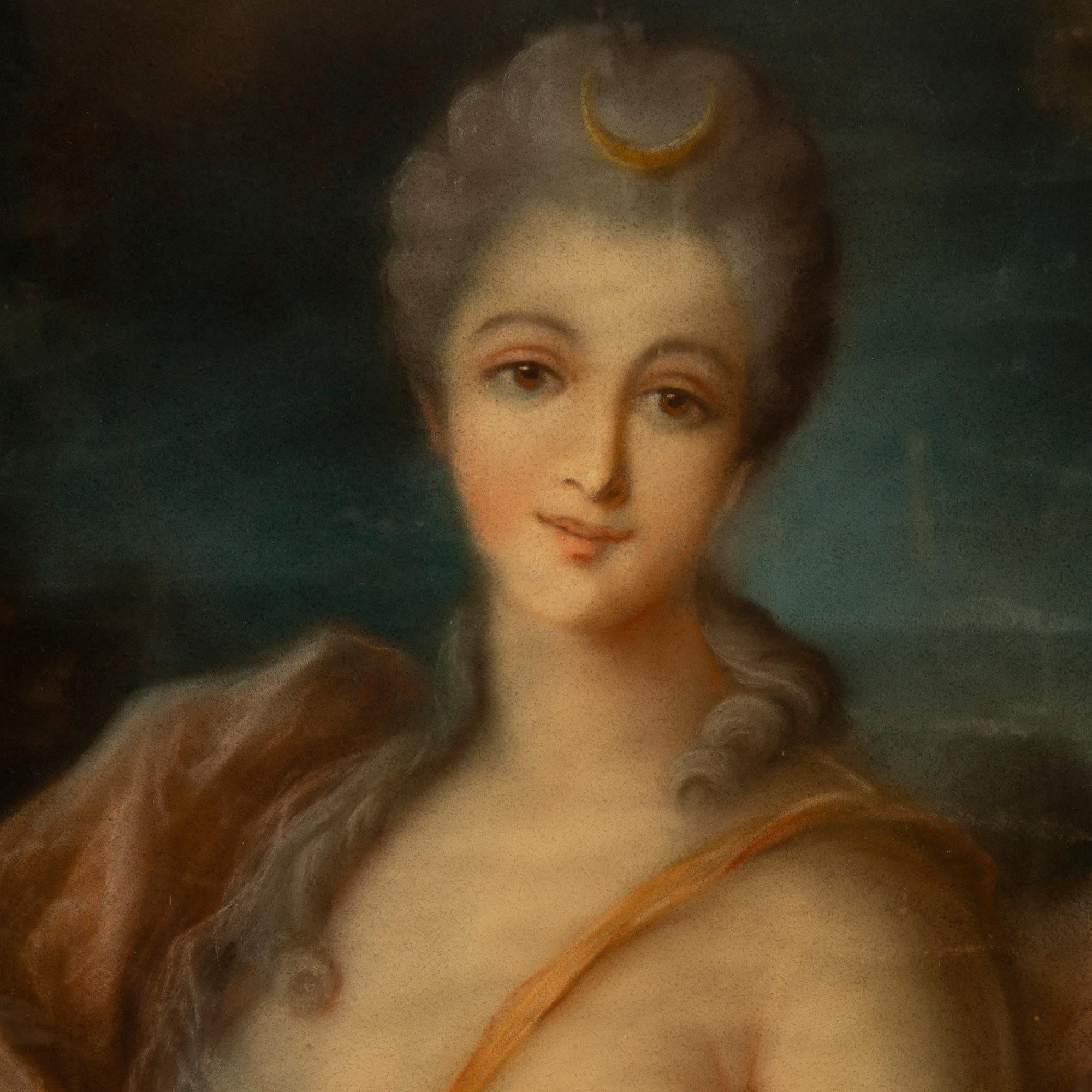 Französisch 19. Jahrhundert Louis XVI St. Pastell der Diana der Jägerin, 19. Jahrhundert (Louis XVI.) im Angebot