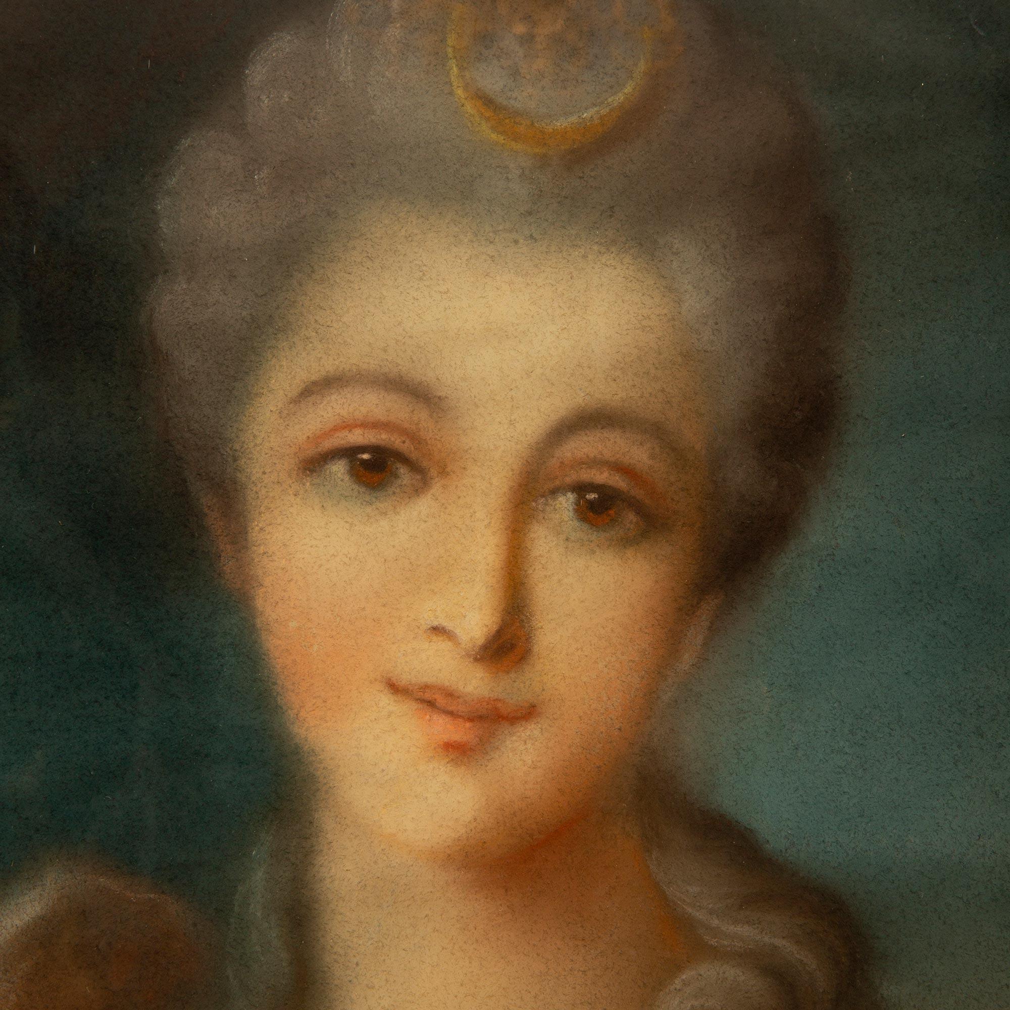 Französisch 19. Jahrhundert Louis XVI St. Pastell der Diana der Jägerin, 19. Jahrhundert im Zustand „Gut“ im Angebot in West Palm Beach, FL