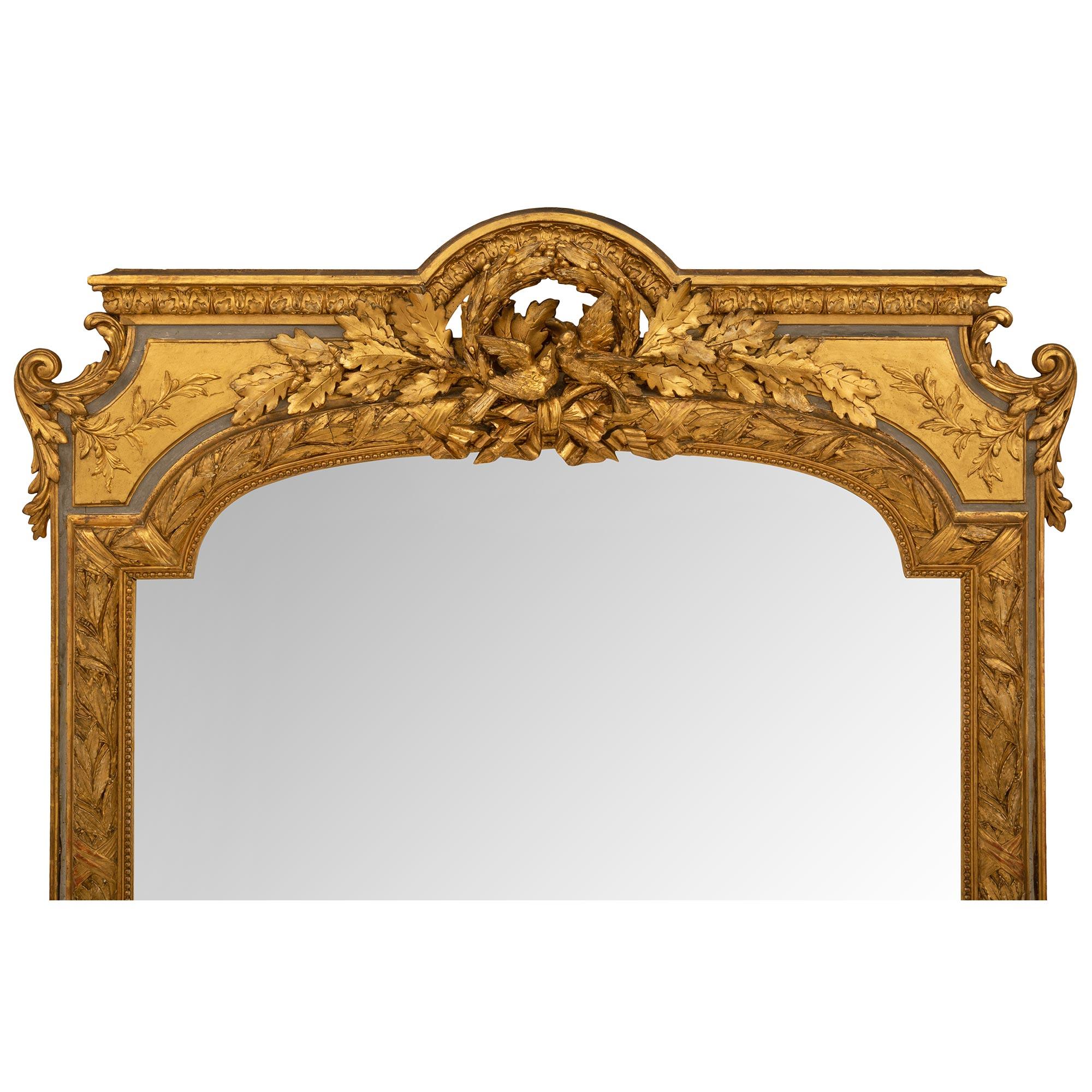 Wood French 19th Century Louis XVI St. Patinated And Giltwood Mirror For Sale