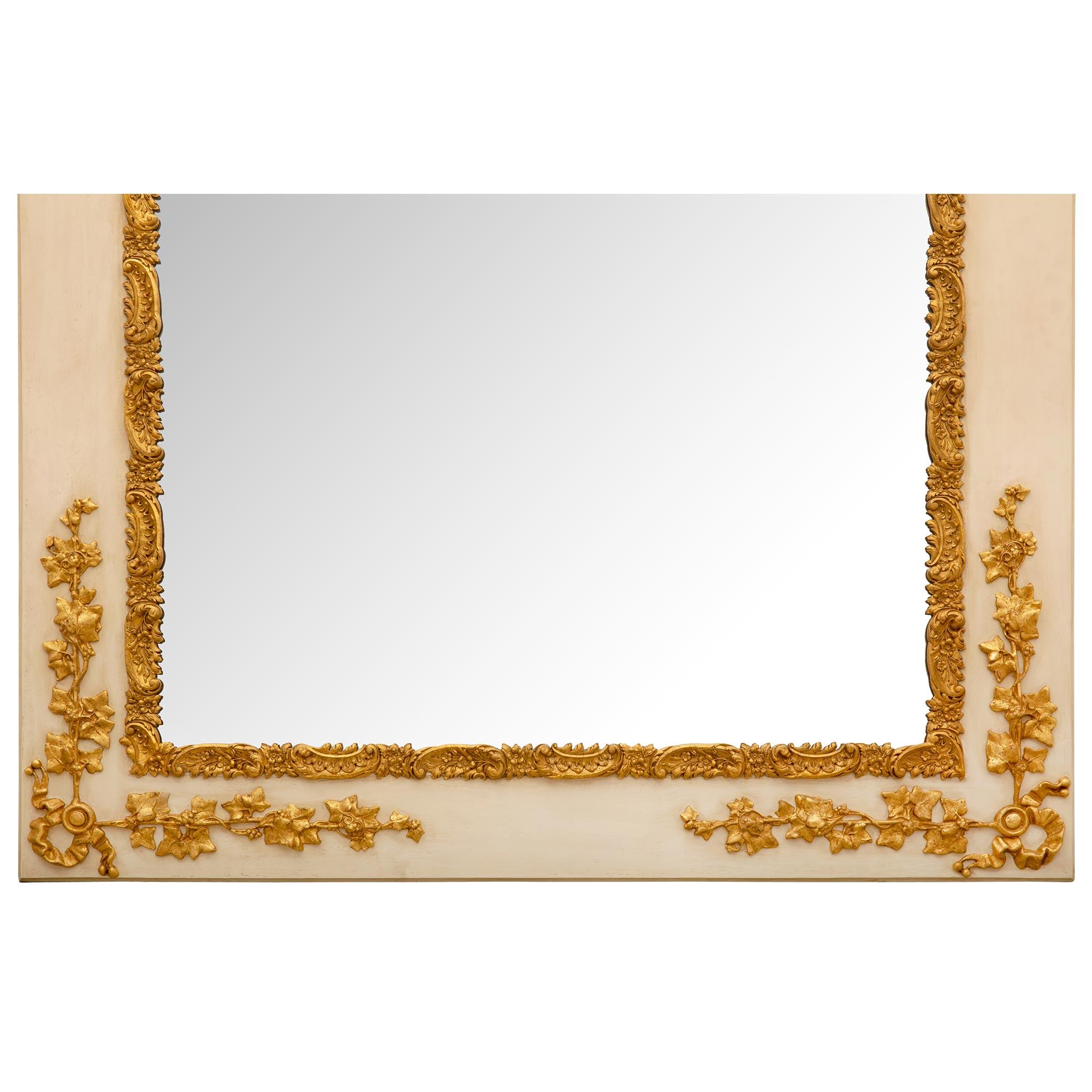 French 19th Century Louis XVI St. Patinated and Giltwood Mirror For Sale 3