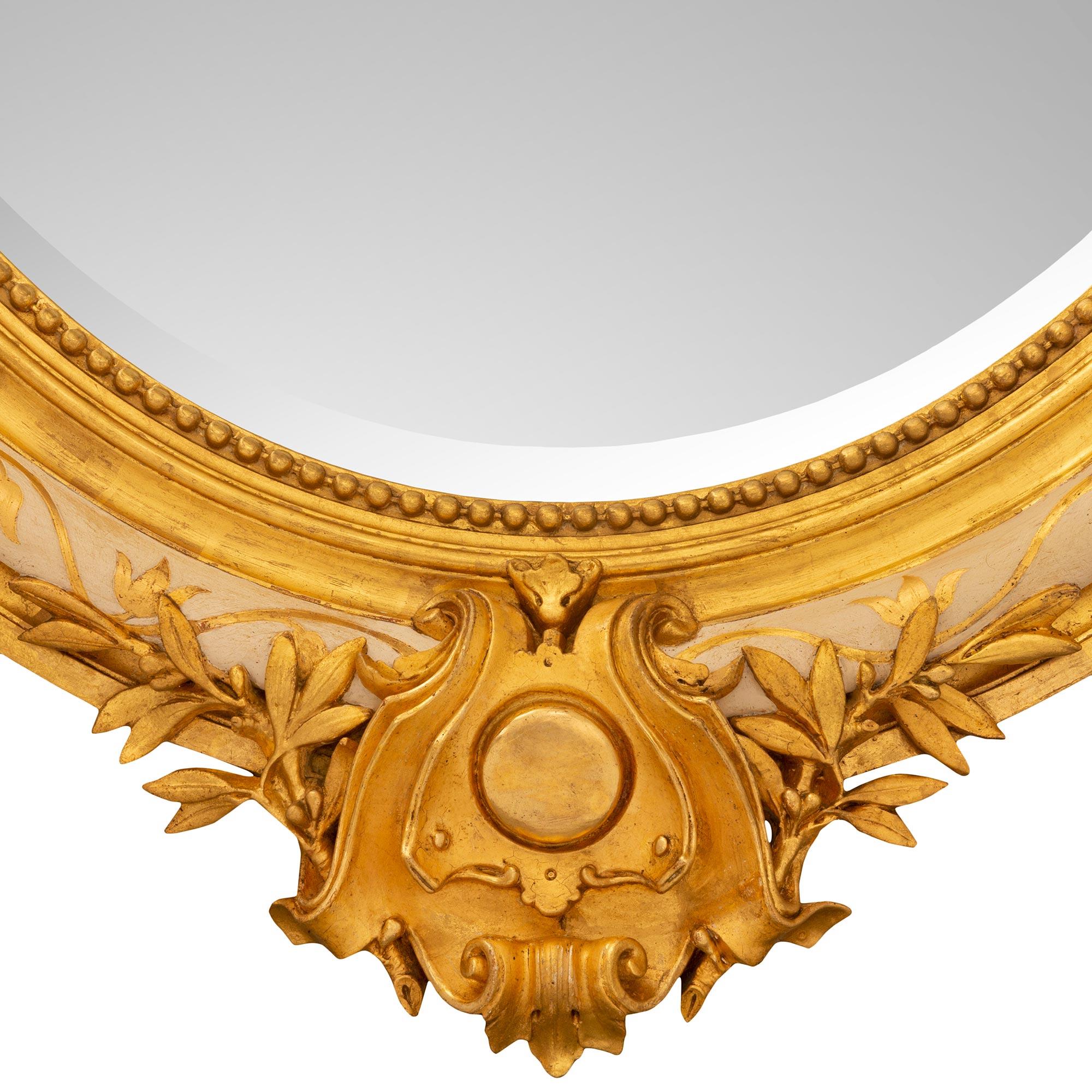 French 19th Century Louis XVI St. Patinated and Giltwood Mirror For Sale 3