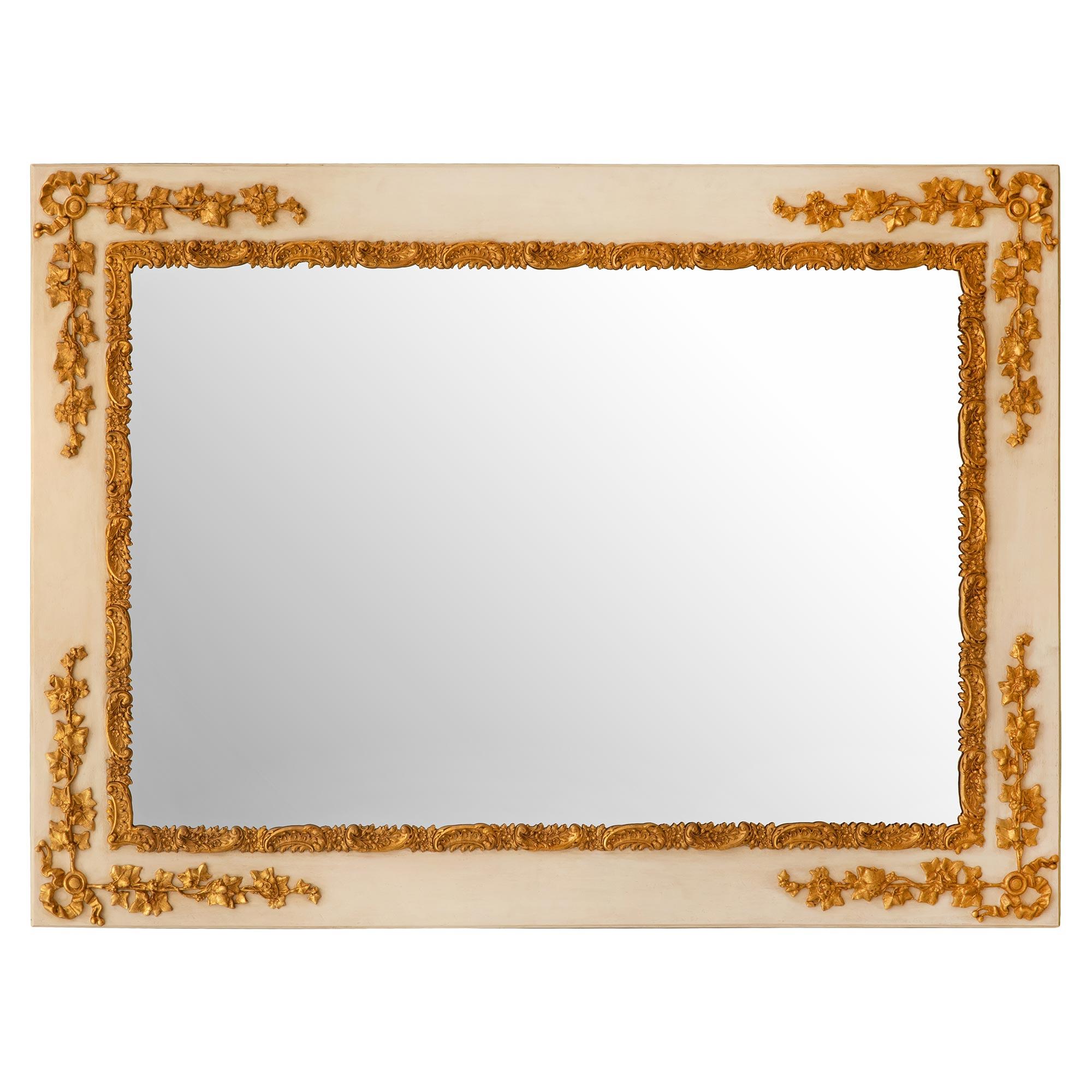 French 19th Century Louis XVI St. Patinated and Giltwood Mirror For Sale 5
