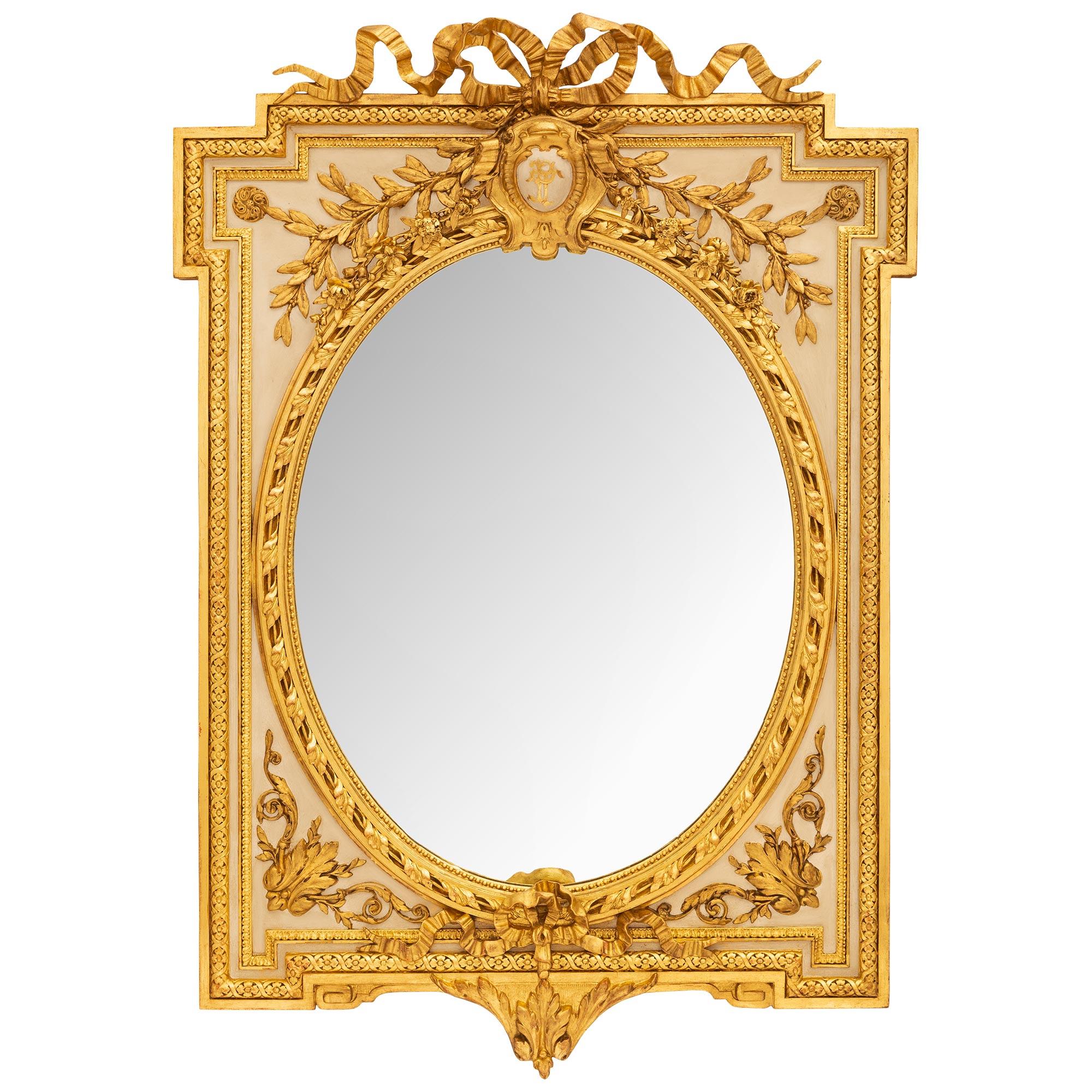 French 19th Century Louis XVI St. Patinated And Giltwood Mirror For Sale 5