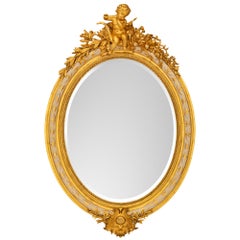 French 19th Century Louis XVI St. Patinated and Giltwood Mirror