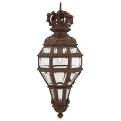 French 19th Century Louis XVI St. Patinated Bronze and Crystal Lantern