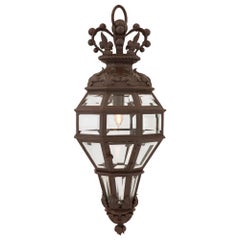 French 19th Century Louis XVI St. Patinated Bronze and Crystal Lantern