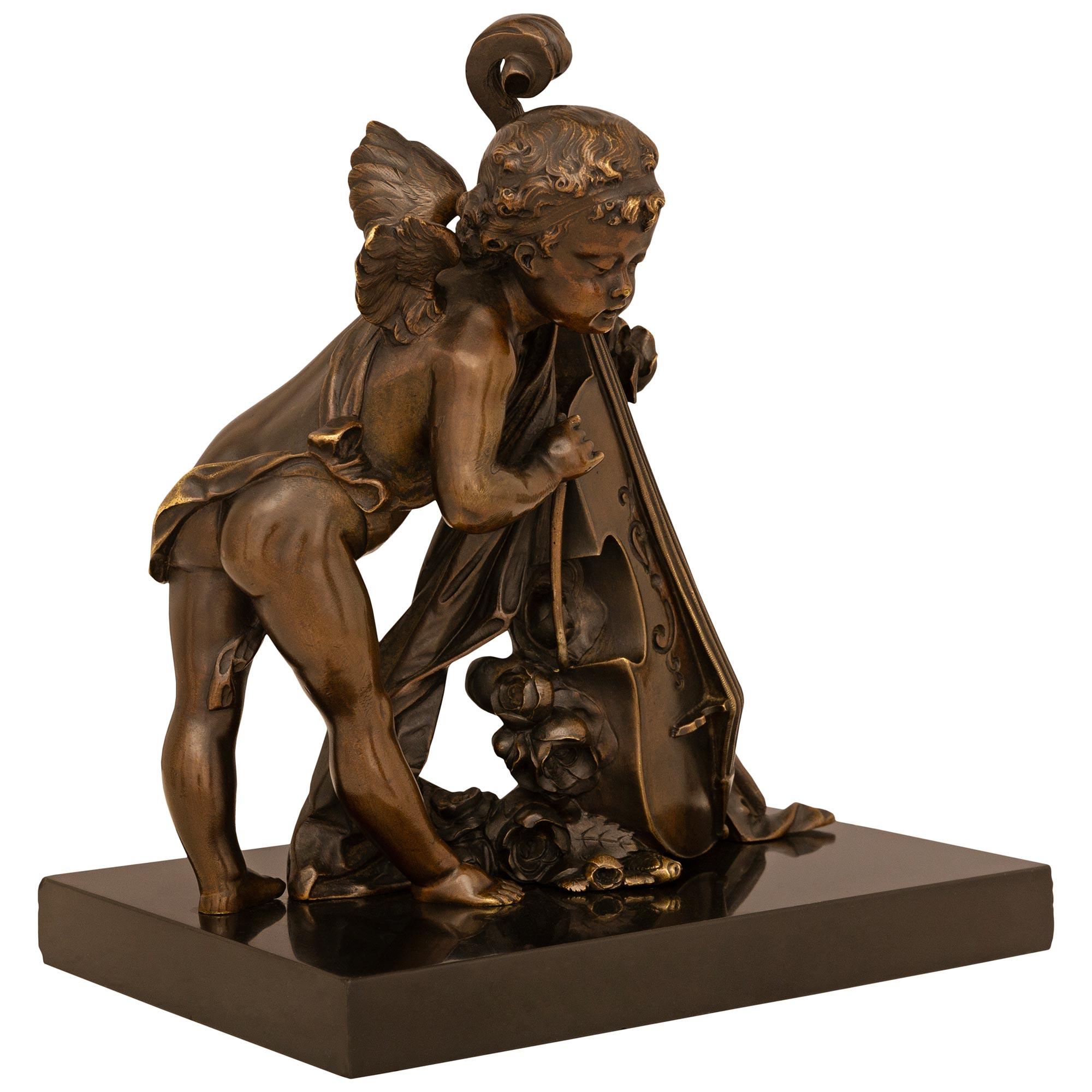 Patinierte Bronze- und Marmorstatue aus dem 19. Jahrhundert, Louis XVI.-Stil, Frankreich (Französisch) im Angebot