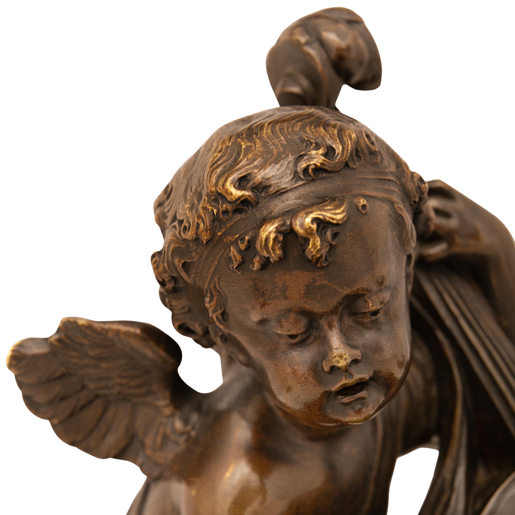 Patinierte Bronze- und Marmorstatue aus dem 19. Jahrhundert, Louis XVI.-Stil, Frankreich im Angebot 1