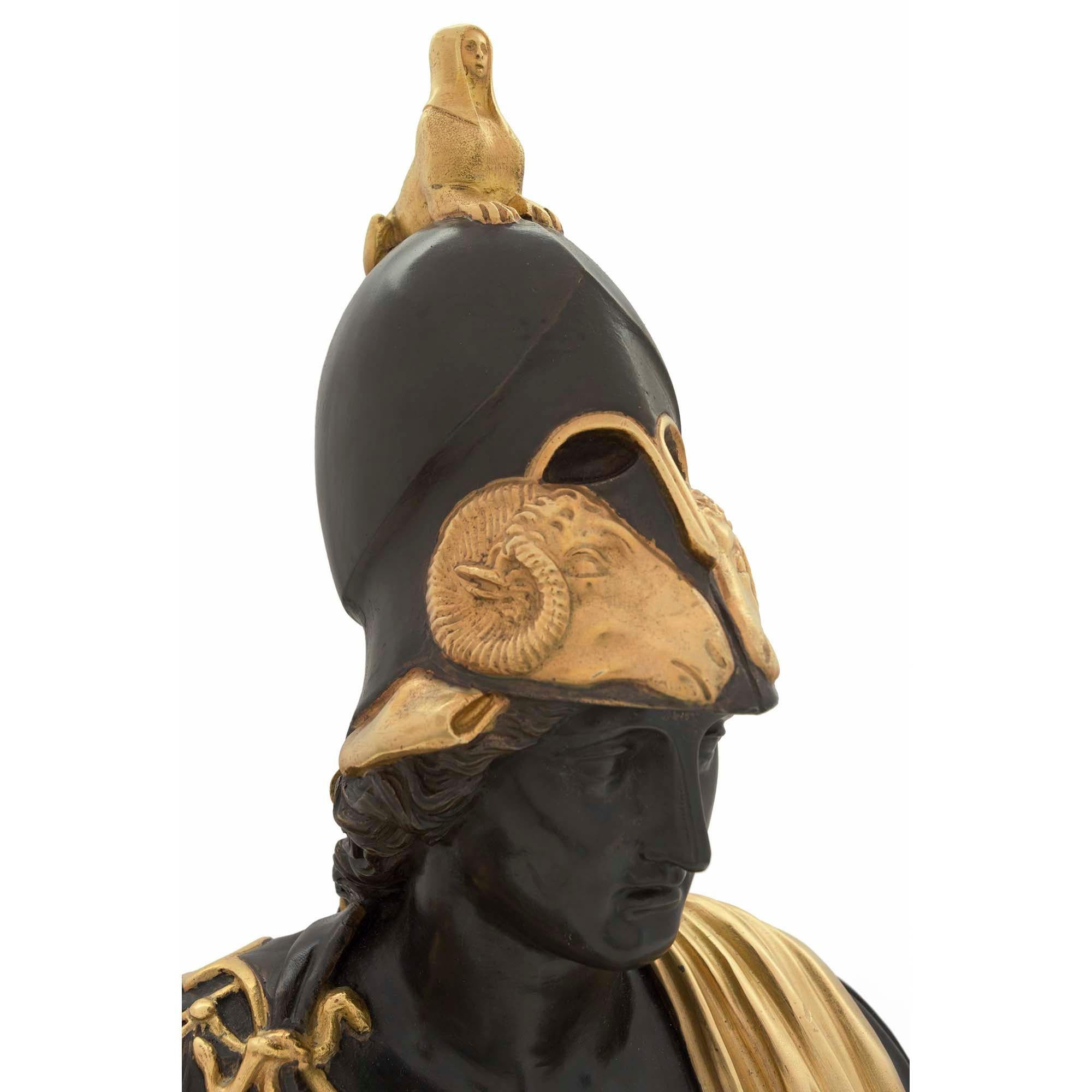Francese French 19th century Louis XVI st. patinated Bronze and Ormolu bust of Pericles in vendita