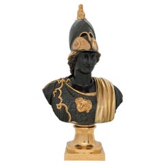 French 19th century Louis XVI st. patinated Bronze and Ormolu bust of Pericles