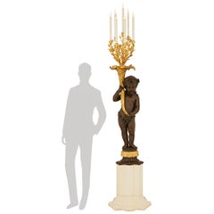 Lampada a candelabro francese del XIX secolo in bronzo patinato e Ormolu di stile Luigi XVI