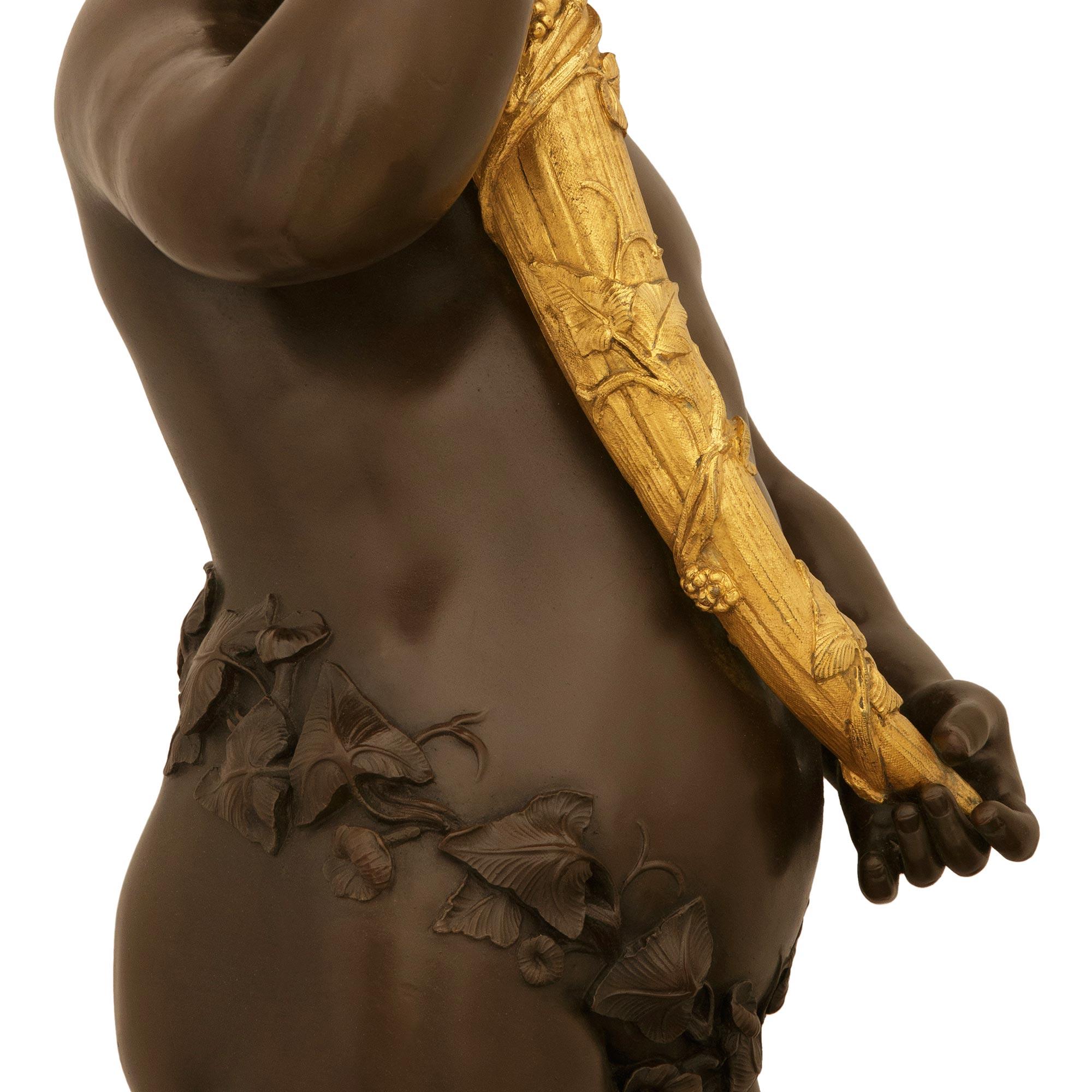 Lampada a candelabro francese del XIX secolo in bronzo patinato e Ormolu di stile Luigi XVI in vendita 3
