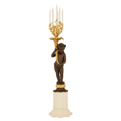 French 19th century Louis XVI st. patinated Bronze and Ormolu candelabra lamp