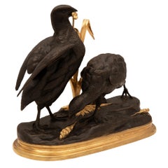 Statue française du XIXe siècle de style Louis XVI en bronze patiné et bronze doré