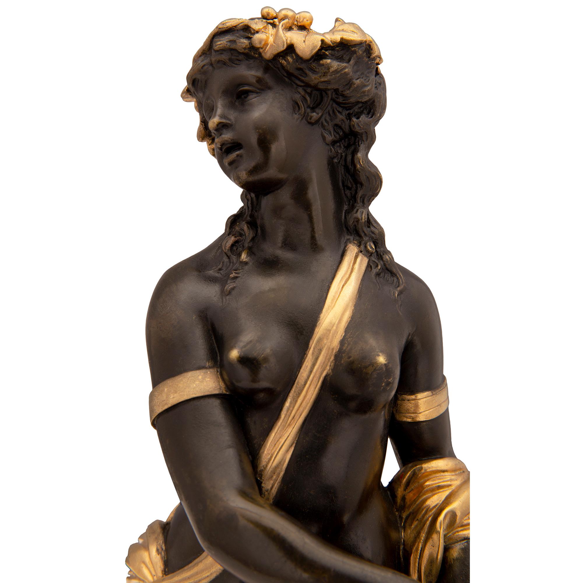 French 19th Century Louis XVI St. Patinated Bronze and Ormolu Statue For Sale 1