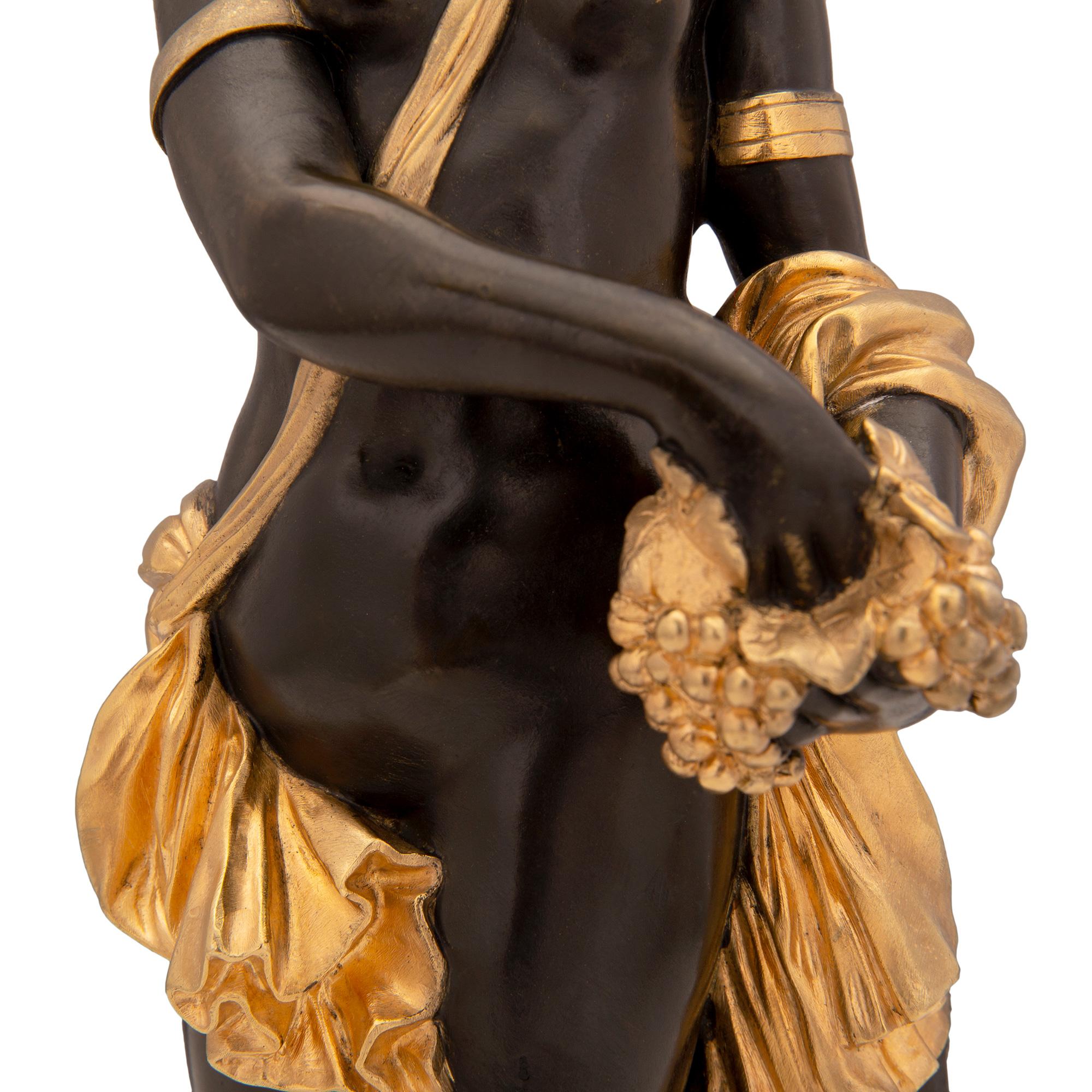 French 19th Century Louis XVI St. Patinated Bronze and Ormolu Statue For Sale 2