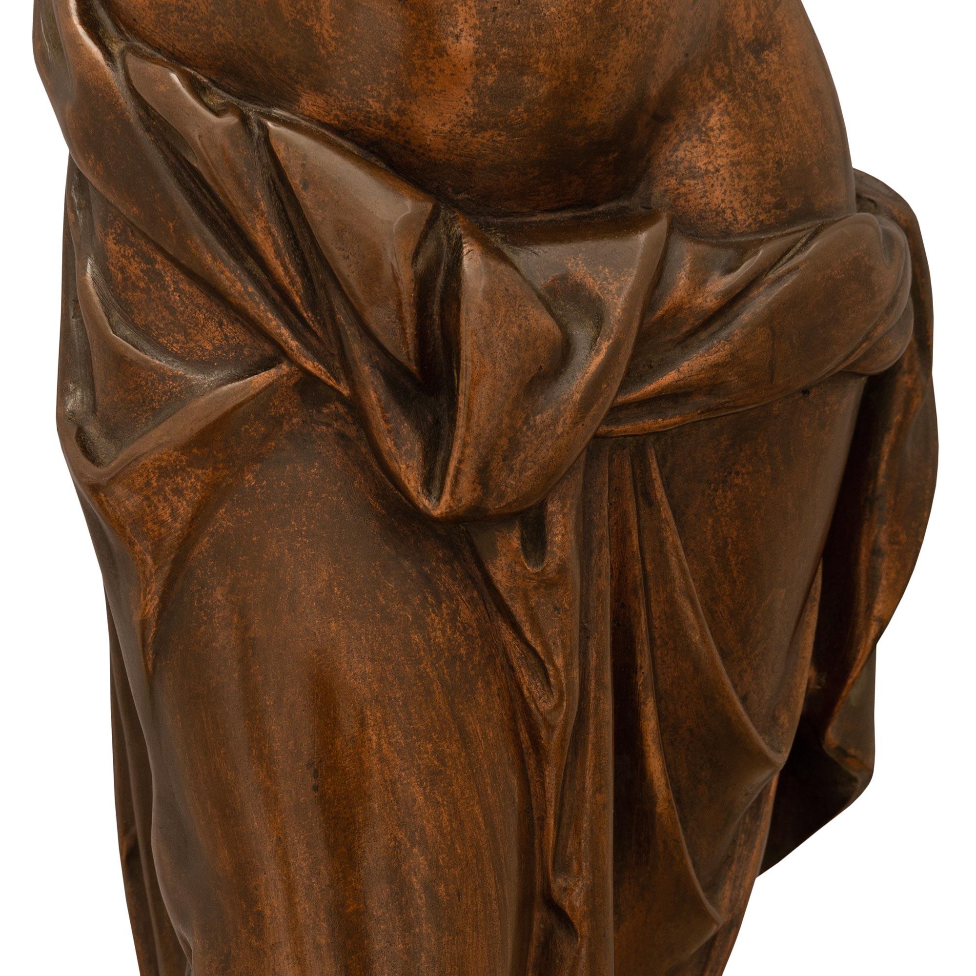 Bronze Lampe en bronze patiné de style Louis XVI du 19ème siècle. en vente