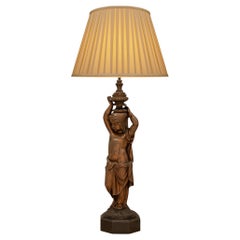 Antique French 19th century Louis XVI st. patinated Bronze lamp.