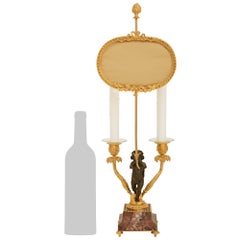 French 19th century Louis XVI st. patinated Bronze, Marble and Ormolu lamp