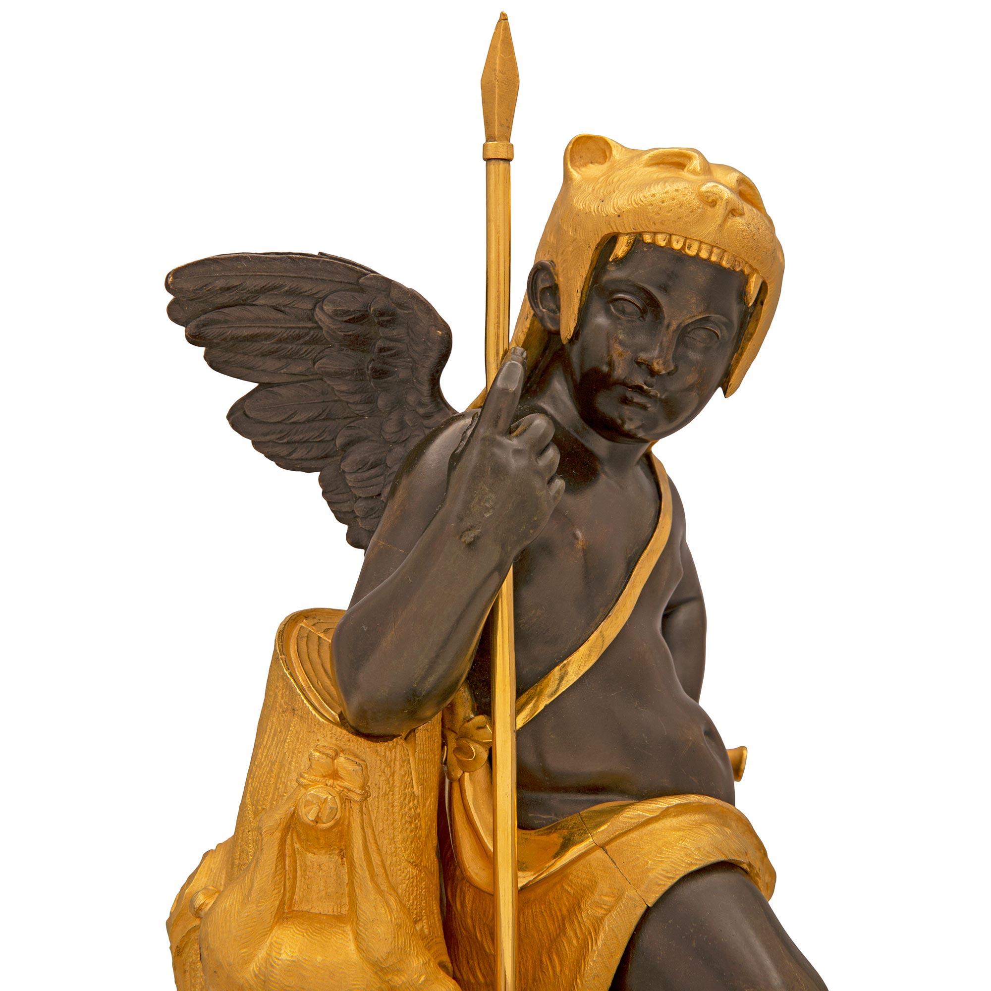 French 19th Century Louis XVI St. Patinated Bronze, Marble, and Ormolu Statue For Sale 2