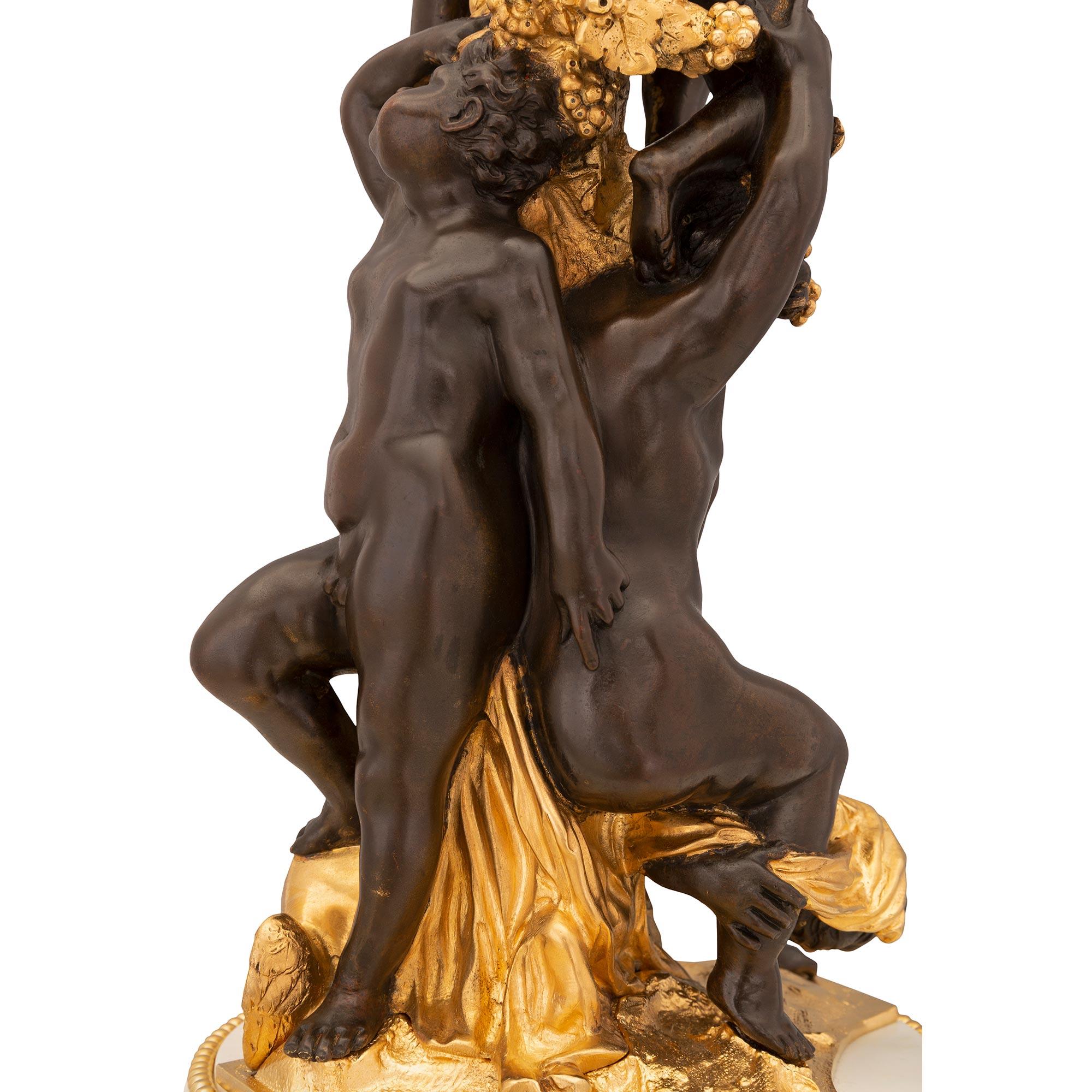 Lampe aus patinierter Bronze, Goldbronze und Marmor im Louis-XVI-Stil des 19. Jahrhunderts im Angebot 2