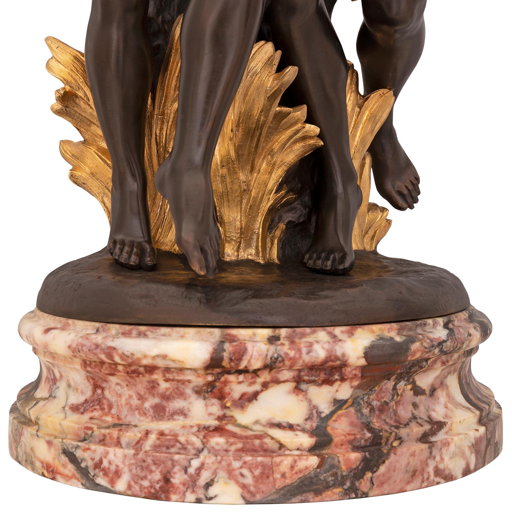 French 19th Century Louis XVI St. Patinated Bronze, Ormolu, and Marble Statue 5