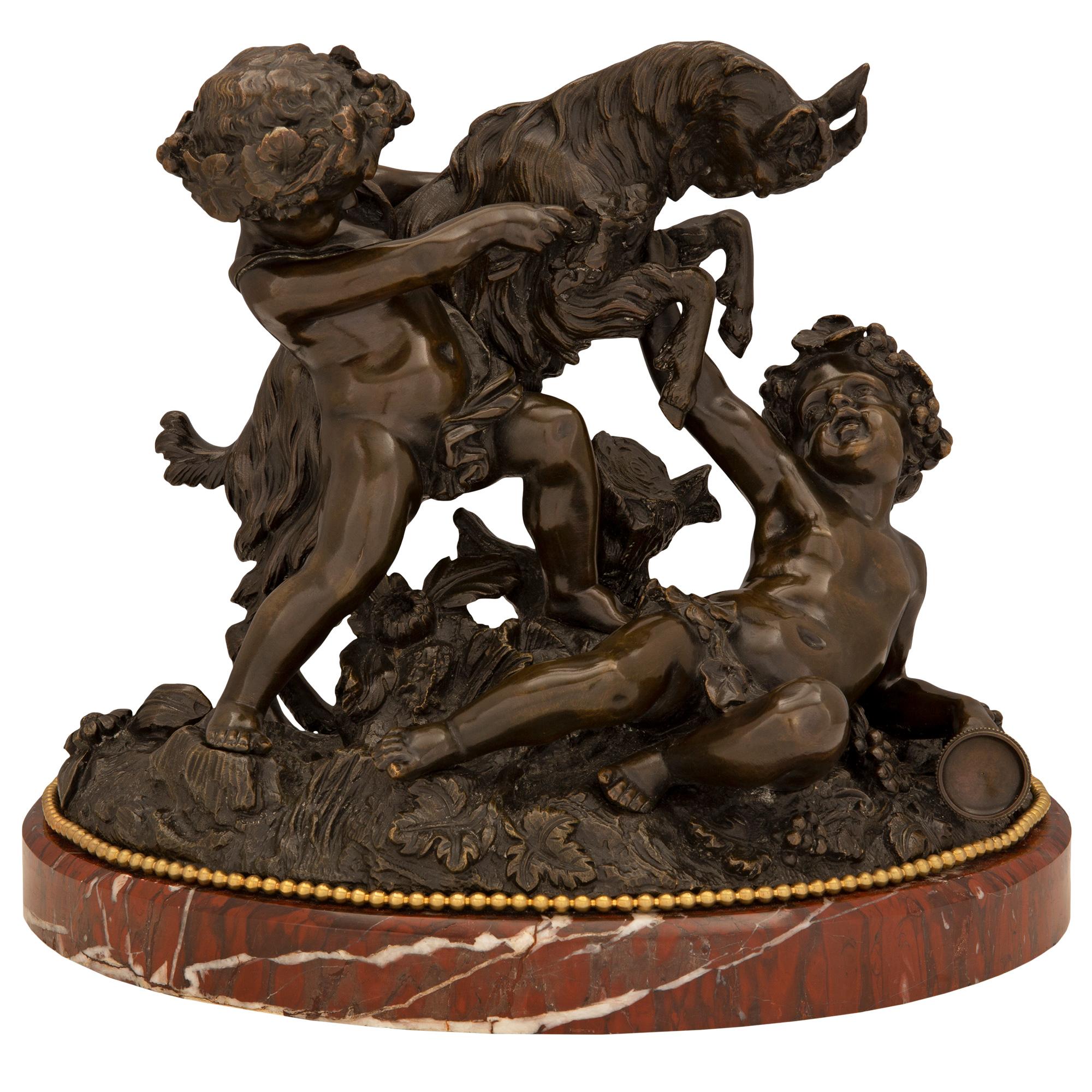 Patinierte Bronze-, Goldbronze- und Marmorstatue, Louis-XVI-Stil, 19. Jahrhundert