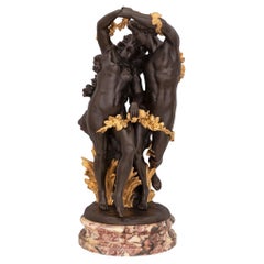French 19th Century Louis XVI St. Patinated Bronze, Ormolu, and Marble Statue