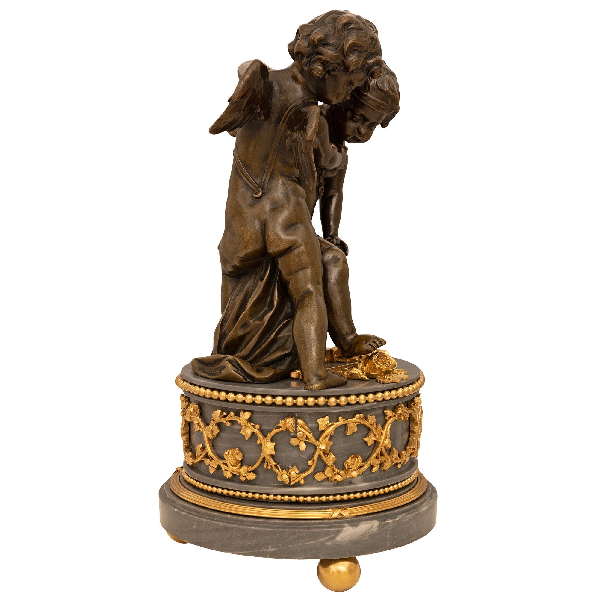 French 19th Century Louis XVI St. Patinated Bronze, Ormolu, & Marble For Sale 1