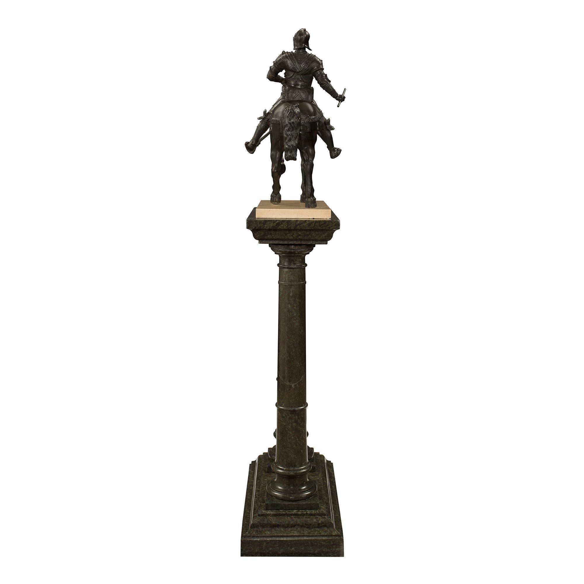 French 19th Century Louis XVI St. Patinated Bronze Soldier on His Horse For Sale 1
